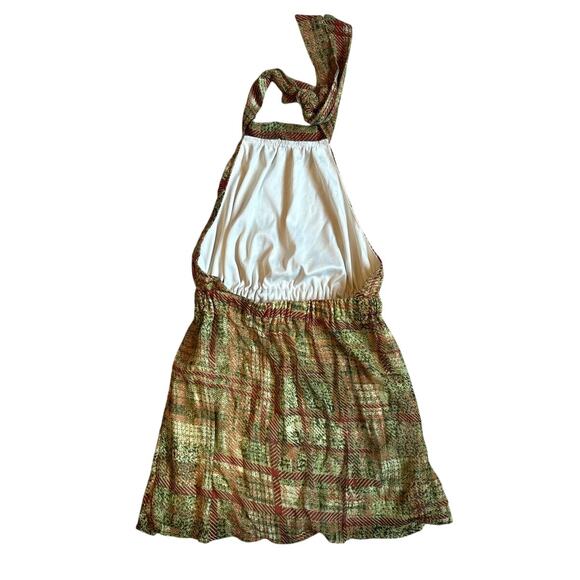 Charlotte Russe brown green boho pattern tie neck halter top SIZE S - Picture 5 of 5